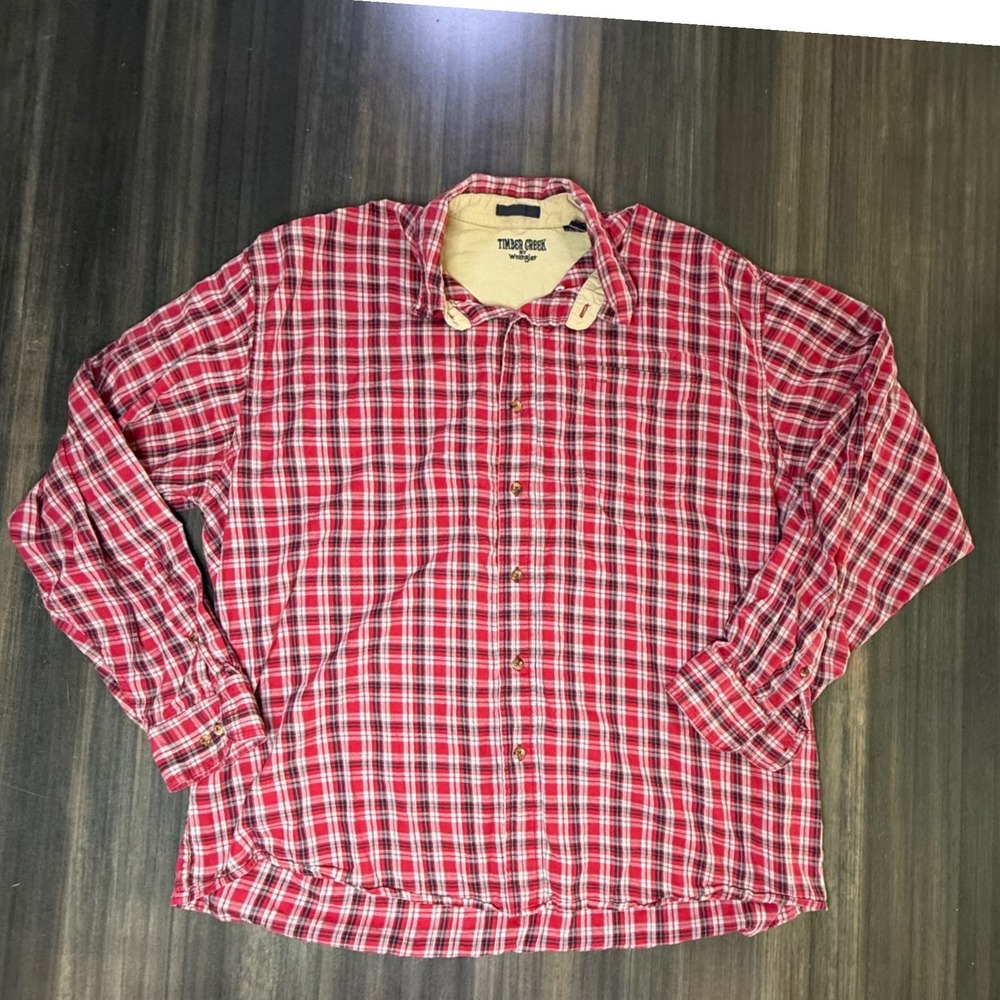 Timber Creek by Wrangler XL Red Plaid Long Sleeve Button Down Shirt‎ Menswear